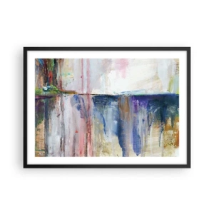 Poster in einem schwarzem Rahmen - Eine abstrakte Farbkomposition mit Reflexionseffekt auf der Leinwand. - 70x50cm - Bunte Eindrücke und Assoziationen - Moderne Wanddekoration für Wohnzimmer und Schlafzimmer ARTTOR