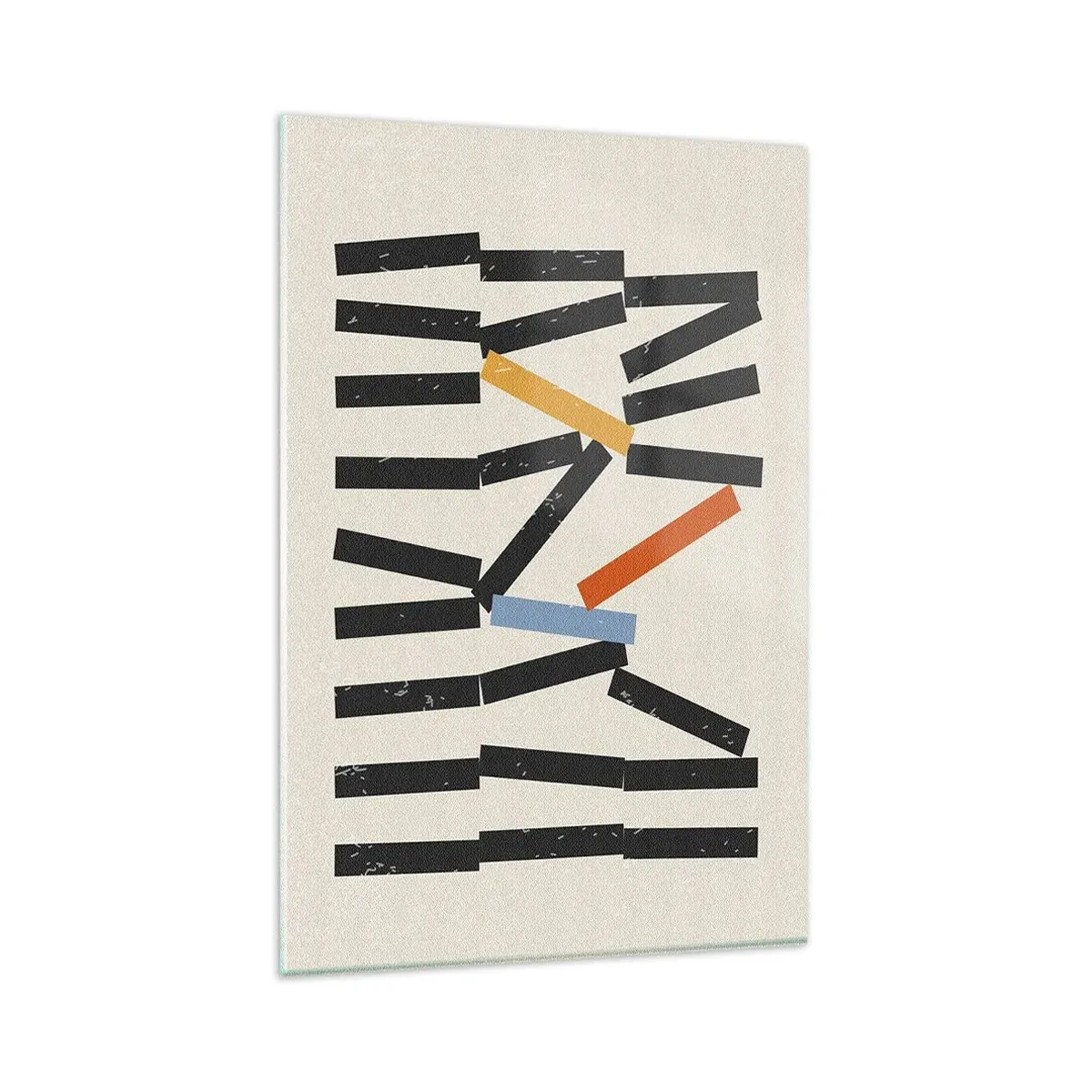 Glasbild - Bild auf glas - Abstrakte Komposition mit farbigen und schwarzen Rechtecken - 80x120cm - Domino – Komposition - Moderne Wanddekoration für Wohnzimmer und Schlafzimmer ARTTOR