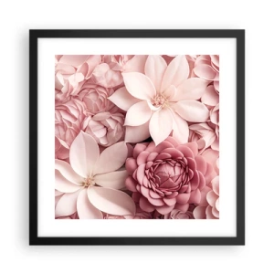 Poster in einem schwarzem Rahmen - In rosa Blütenblättern - 40x40 cm