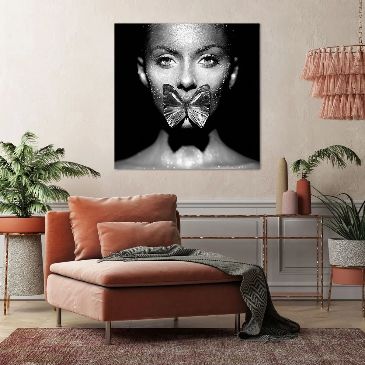 Bild auf Leinwand - Leinwandbild - Schmetterlingskuss - 60x60 cm