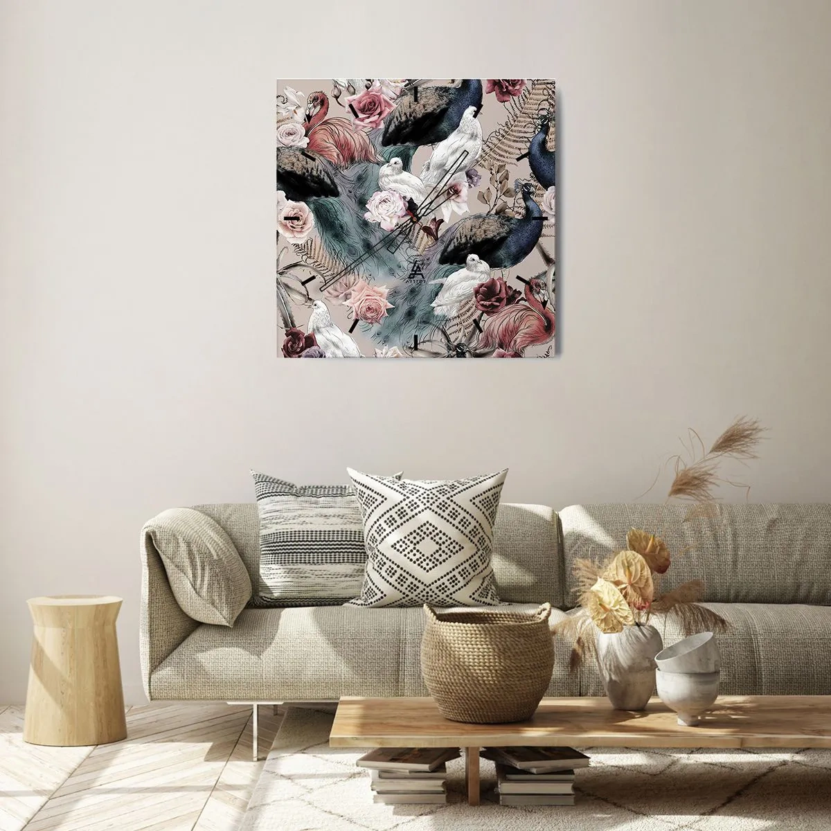 Wanduhr - Glasuhr - Im Schlossgarten - 40x40 cm