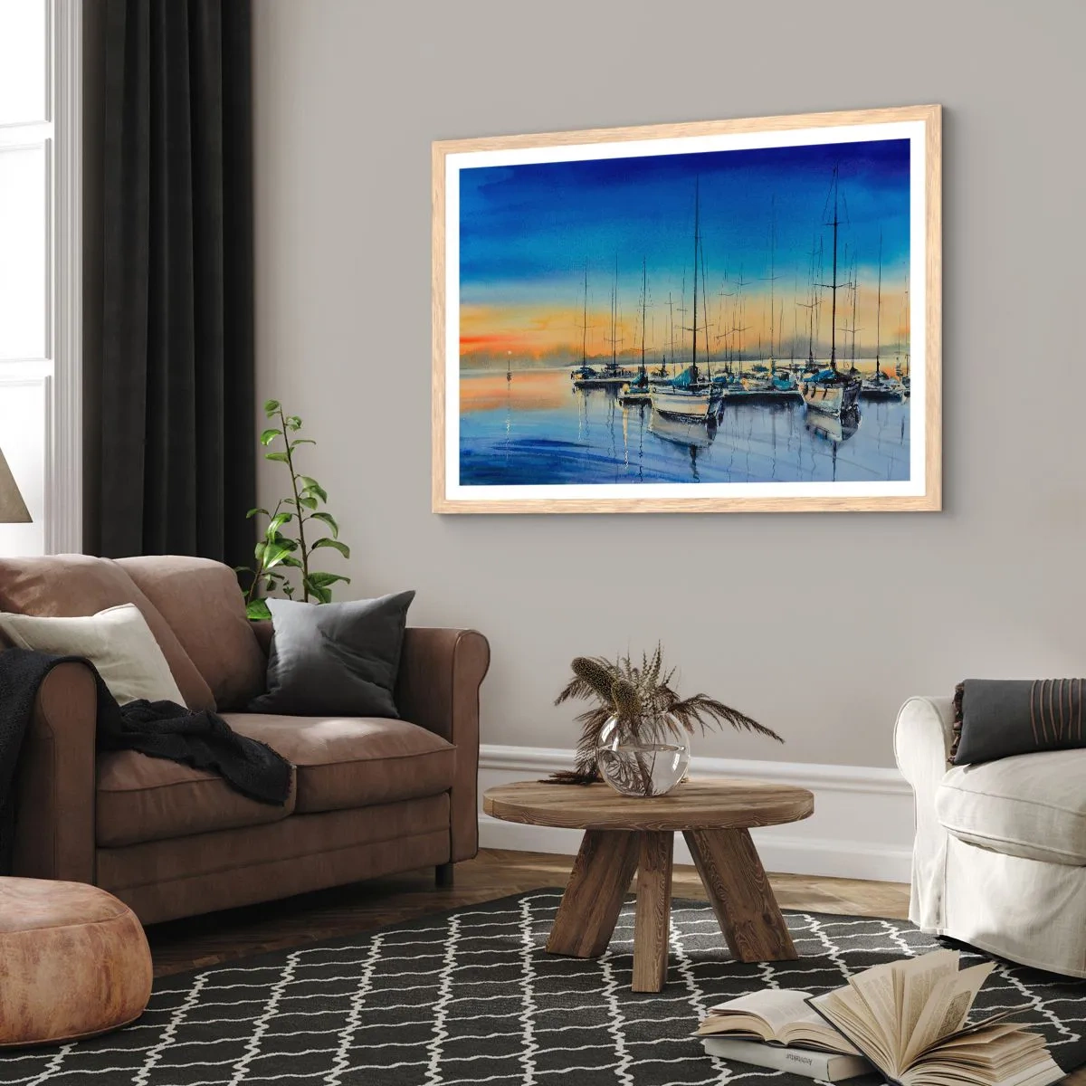 Poster in einem Rahmen aus heller Eiche - Ende eines guten Tages - 100x70 cm