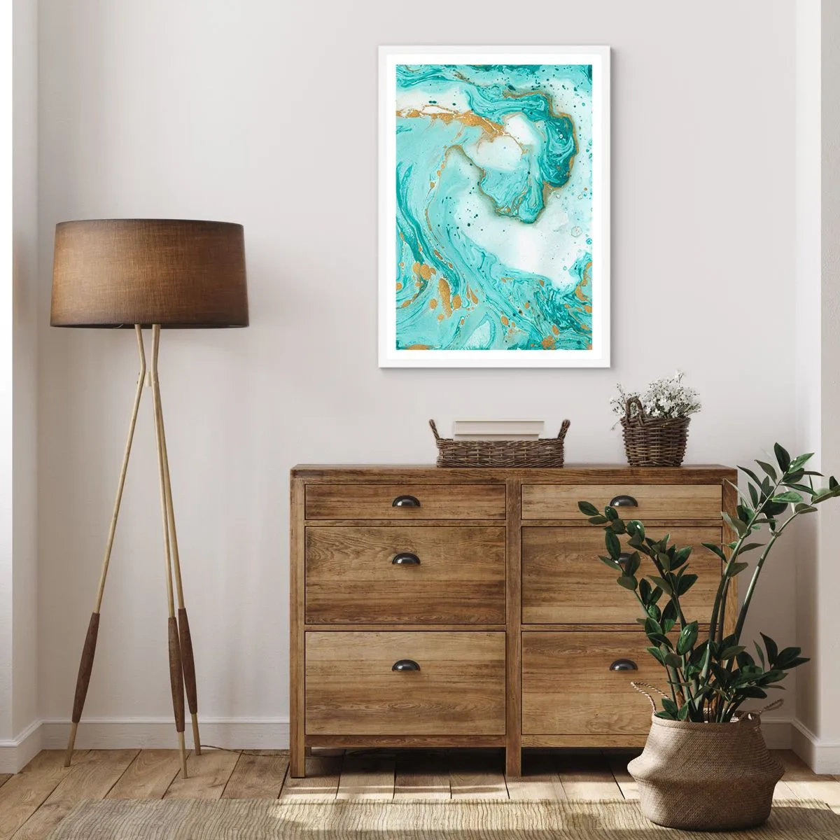 Poster in einem weißen Rahmen - Unter der großen Welle der Edo-Ära - 30x40 cm