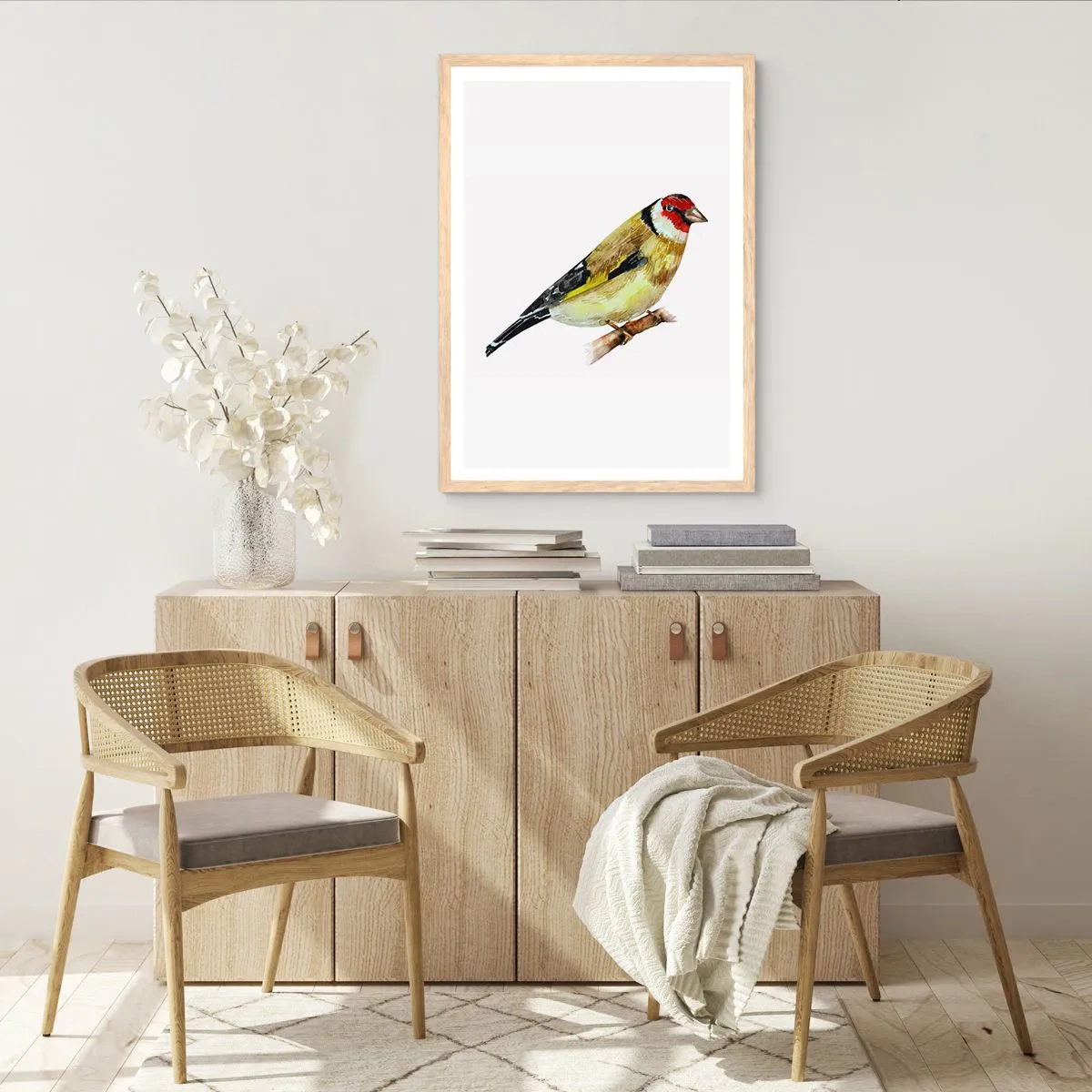 Poster in einem Rahmen aus heller Eiche - Vogelporträt - 61x91 cm