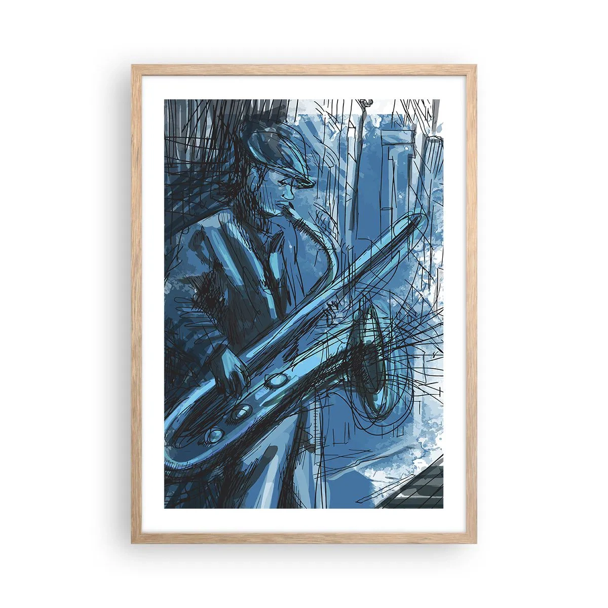 Poster in einem Rahmen aus heller Eiche - Urbane Rhapsodie - 50x70 cm