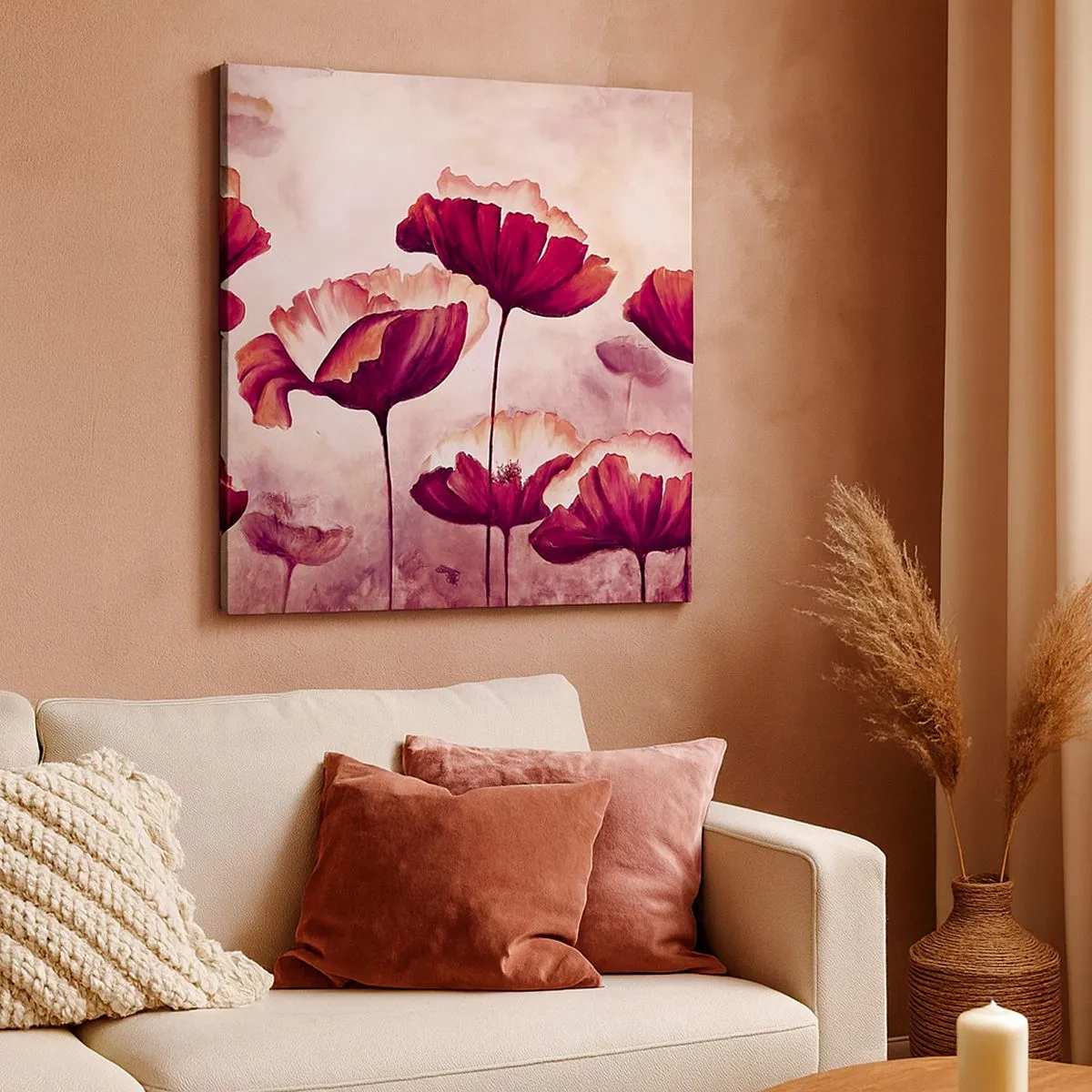 Bild auf Leinwand - Leinwandbild - Rotes und weißes Blütenblatt - 30x30 cm