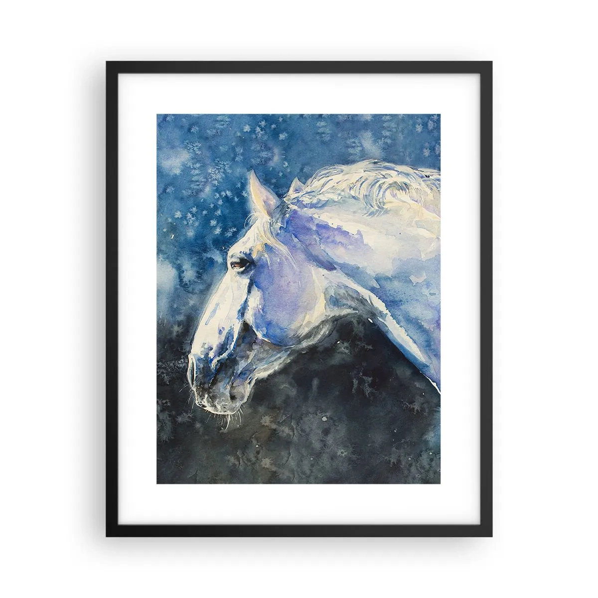Poster in einem schwarzem Rahmen - Porträt in blauem Glanz - 40x50 cm