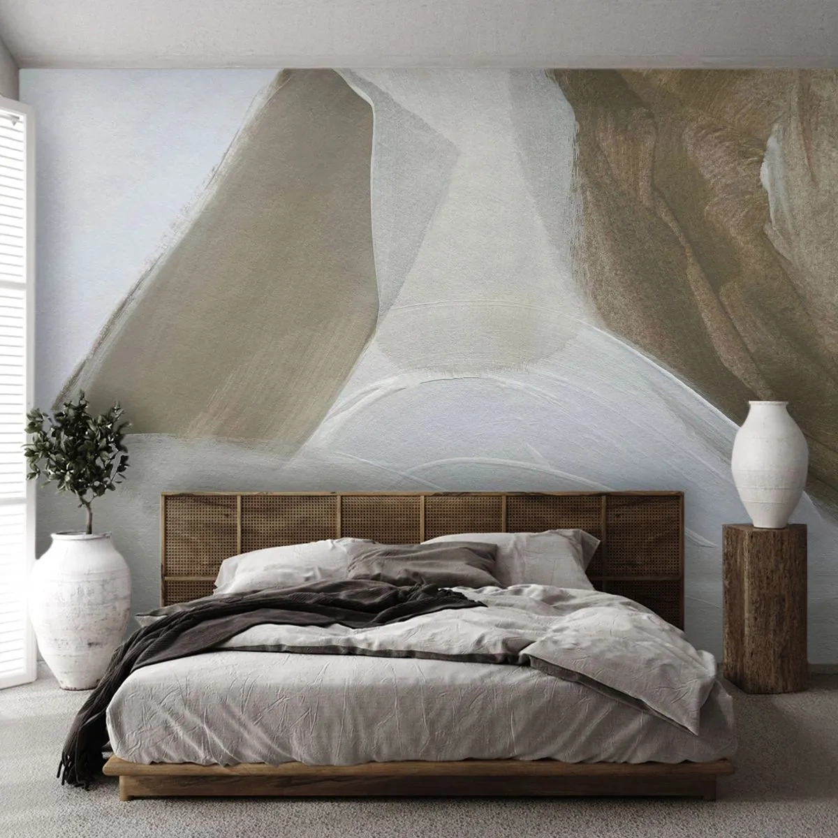 Fototapete Premium Canvas - Welle aus Weiß - Hell, Stück, Minimalistisch - 200x140 cm