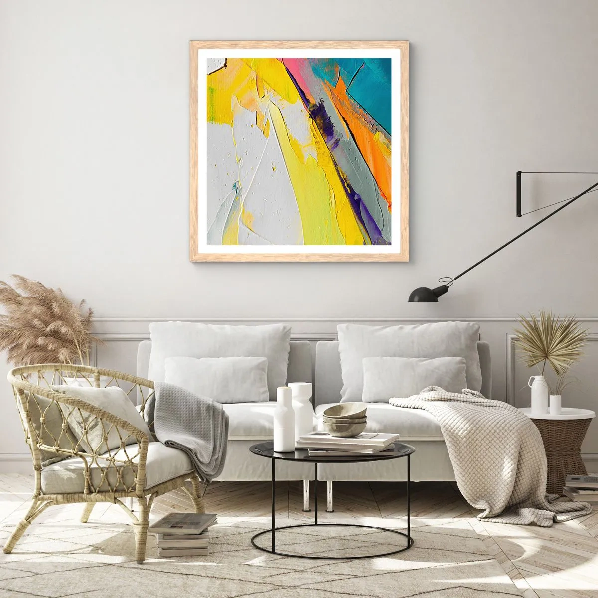 Poster in einem Rahmen aus heller Eiche - Die Anatomie des Lichts - 30x30 cm