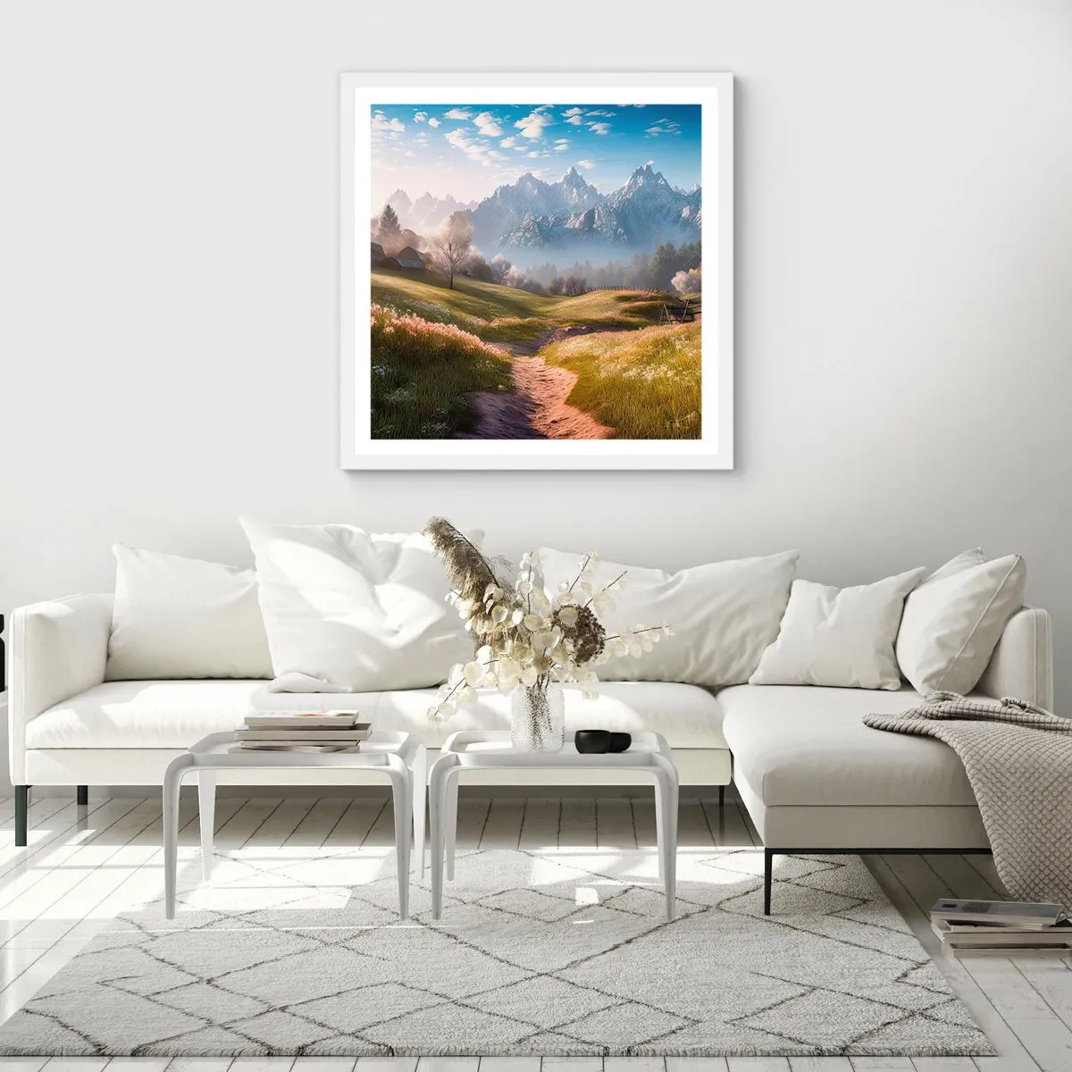 Poster in einem weißen Rahmen - Idyllisches Tal - 50x50 cm