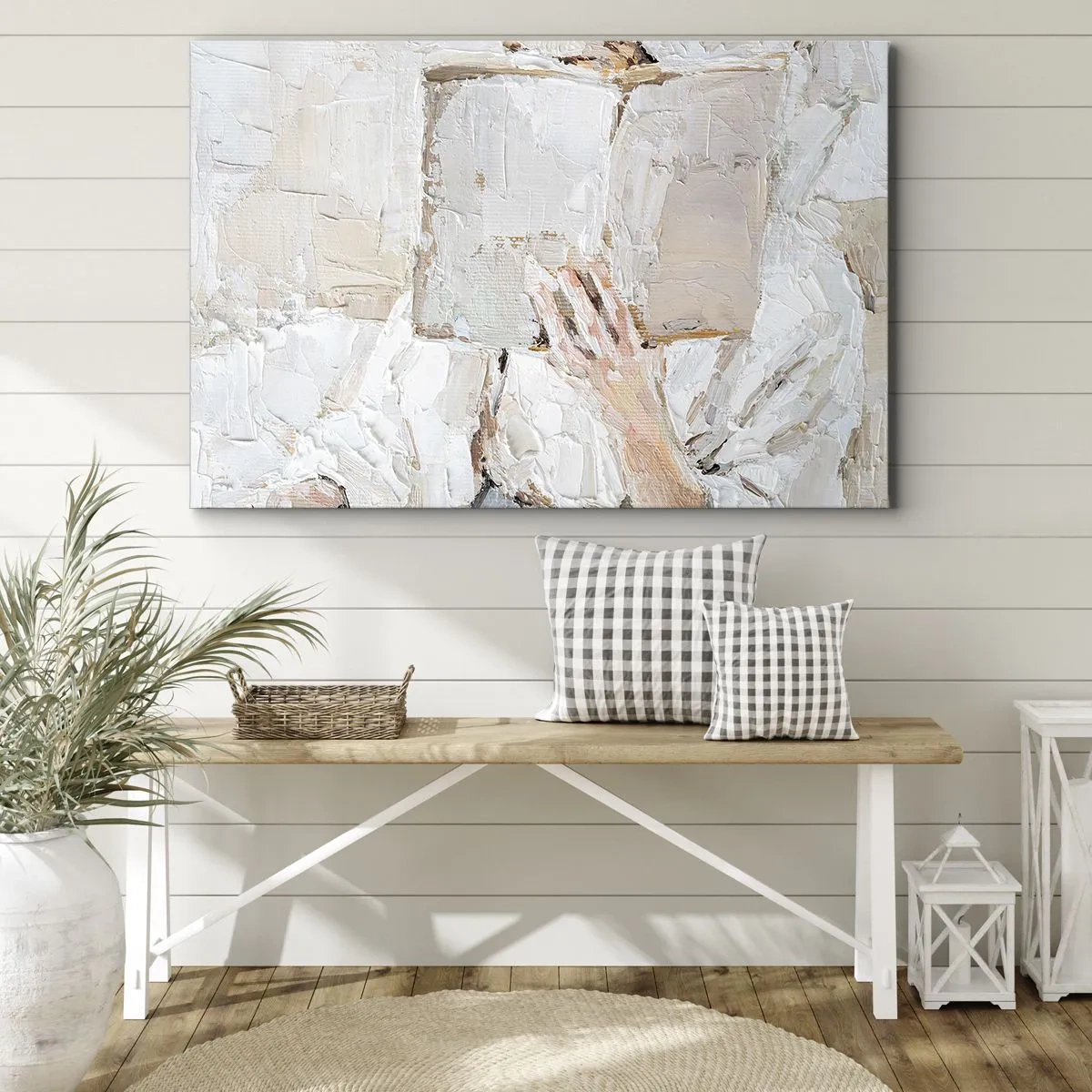 Bild auf Leinwand - Leinwandbild - Ein impressionistisches Gemälde einer Hand, die ein offenes Buch hält. - 120x80cm - In einer anderen Welt - Moderne Wanddekoration für Wohnzimmer und Schlafzimmer ARTTOR