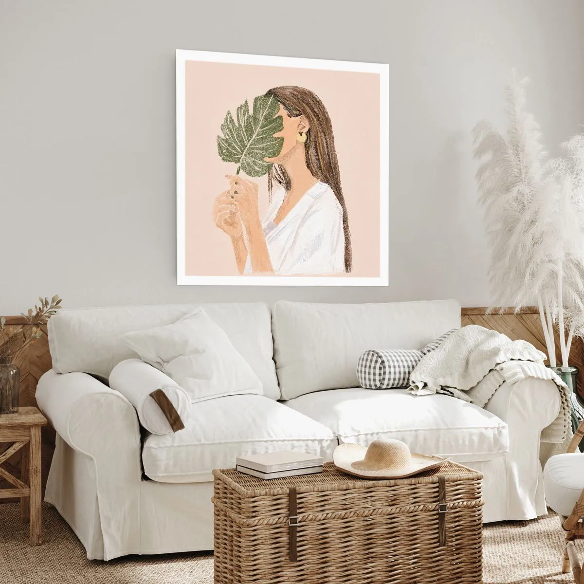 Poster - Geheimnisvolles Porträt mit Fächer - 40x40 cm