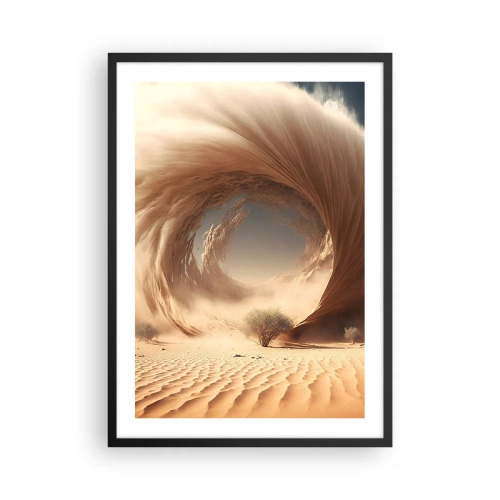 Poster in einem schwarzem Rahmen - Ein phänomenaler Sandwirbel in der Wüste - 50x70cm - Geöffnetes Portal - Moderne Wanddekoration für Wohnzimmer und Schlafzimmer ARTTOR