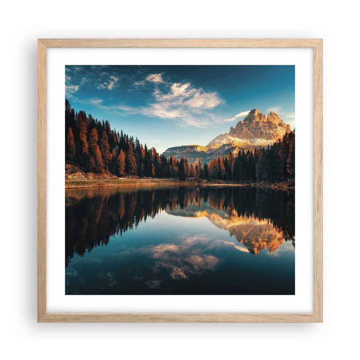 Poster in einem Rahmen aus heller Eiche - Doppelte Landschaft - 50x50 cm