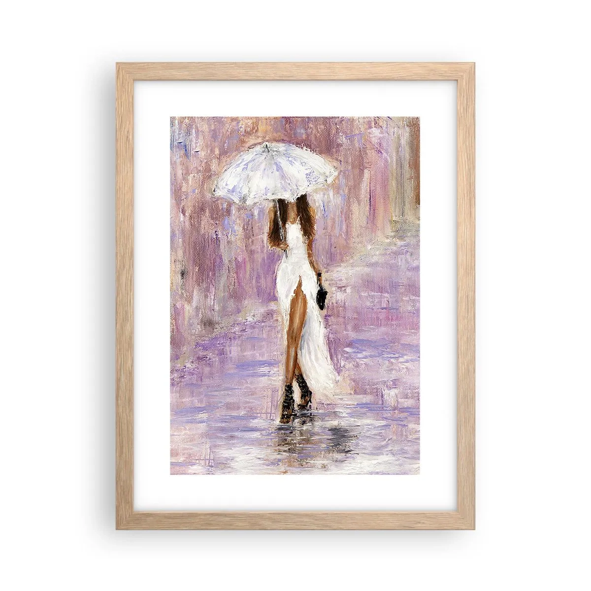Poster in einem Rahmen aus heller Eiche - Im lila Regen - 30x40 cm