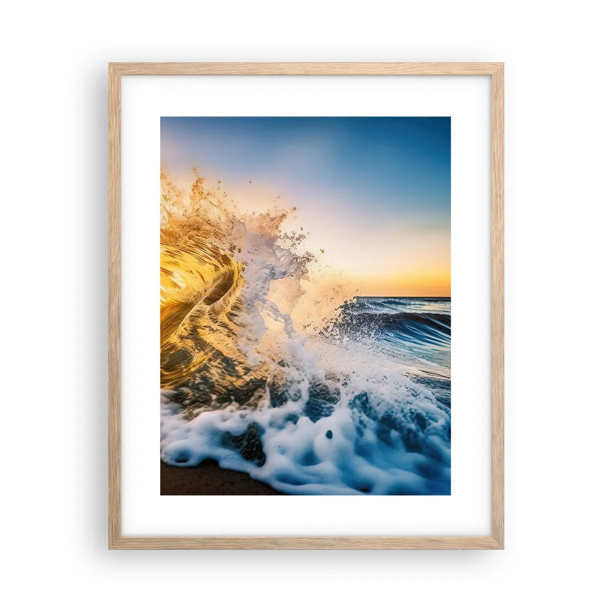 Poster in einem Rahmen aus heller Eiche - Spaß im Sand - 40x50 cm