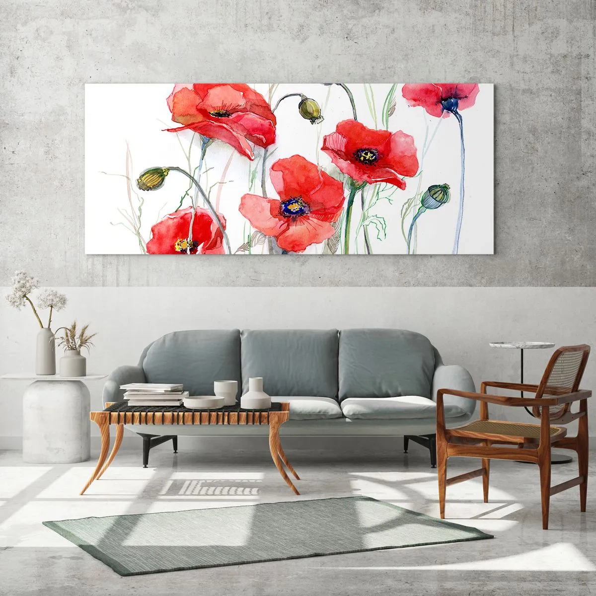 Glasbild - Bild auf glas - Polnische Blumen - 90x30 cm