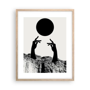 Poster in einem Rahmen aus heller Eiche - Surrealistische Komposition: die Sonne und der Rest - 40x50 cm