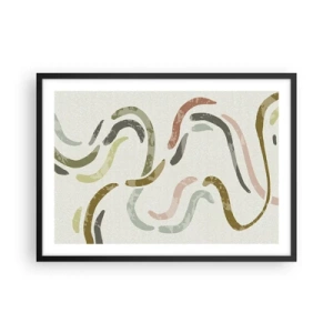 Poster in einem schwarzem Rahmen - Abstrakte Bögen in Pastellfarben - 70x50cm - Fröhlicher Tanz der Abstraktion - Moderne Wanddekoration für Wohnzimmer und Schlafzimmer ARTTOR