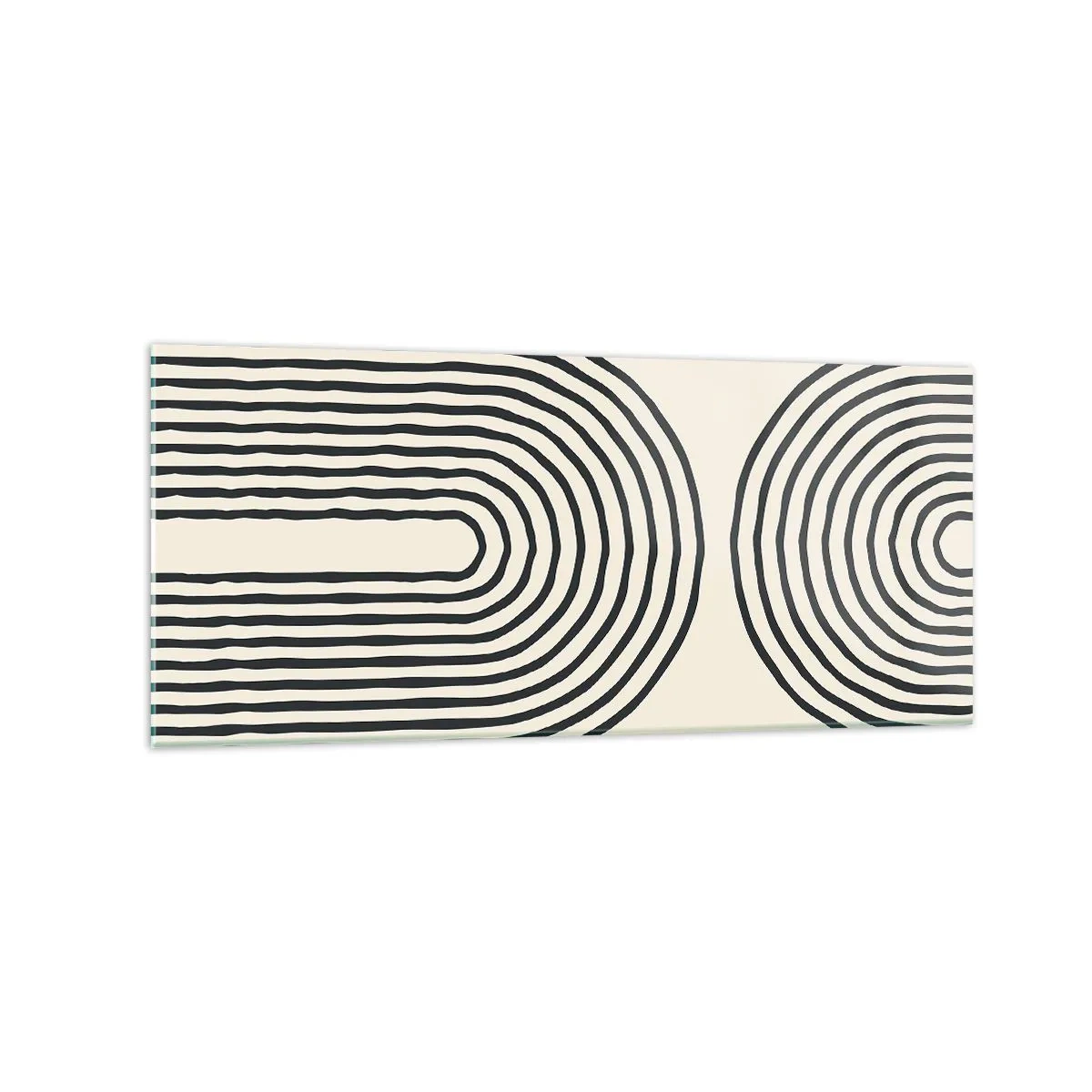 Glasbild - Bild auf glas - Abstraktes geometrisches Muster mit symmetrischen Linien auf hellem Hintergrund - 120x50cm - In einem Moment ... - Moderne Wanddekoration für Wohnzimmer und Schlafzimmer ARTTOR