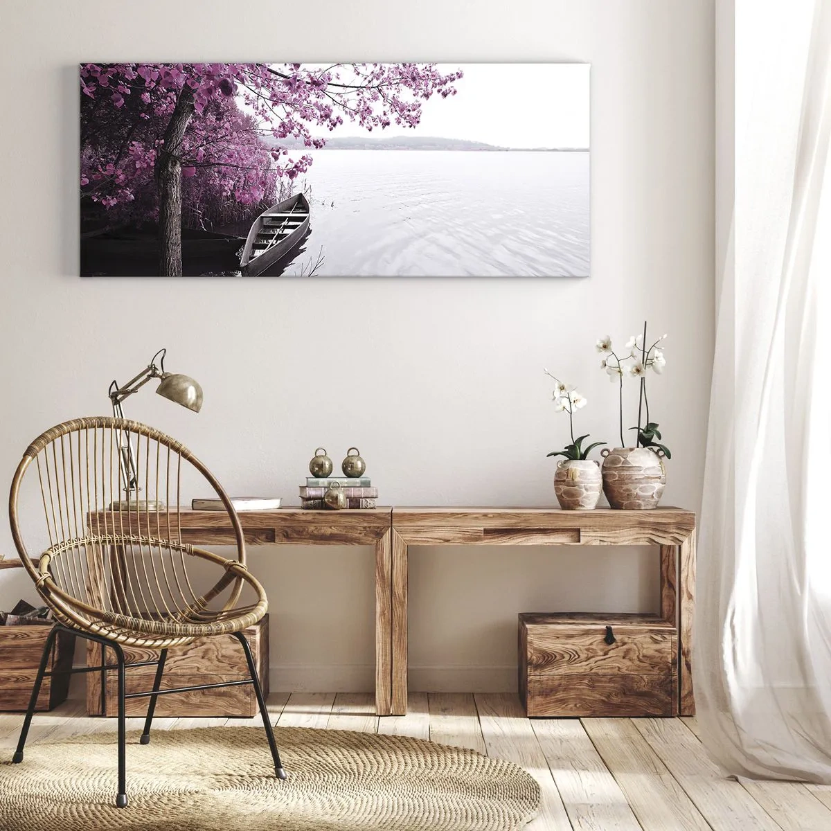 Bild auf Leinwand - Leinwandbild - In rosa Stille - 90x30 cm
