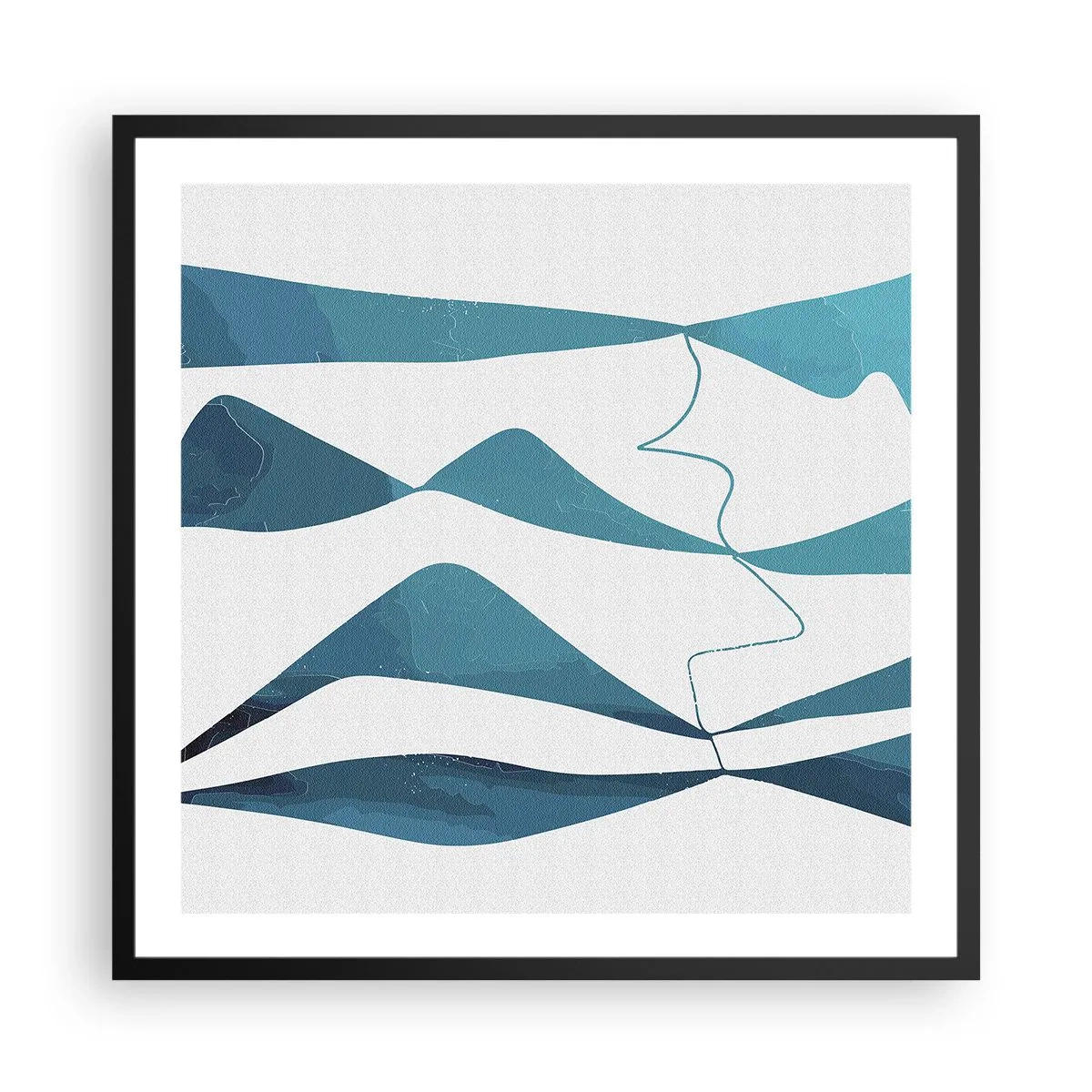 Poster in einem schwarzem Rahmen - Abstraktion: türkisfarbene Verbindung - 60x60 cm