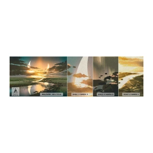 Fototapeten Muster Premium Sand - Irgendwo in einer weit, weit entfernten Galaxie - Landschaft, Mond, Fantasie - 100x30 cm