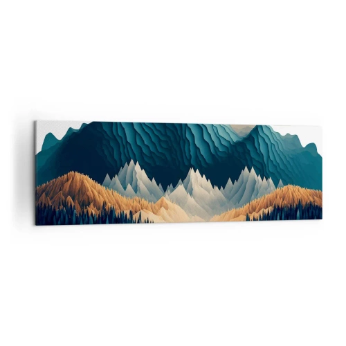 Bild auf Leinwand - Leinwandbild - Malerische Berge über dem See bei Sonnenuntergang - 160x50cm - Perfekte Berglandschaft - Moderne Wanddekoration für Wohnzimmer und Schlafzimmer ARTTOR