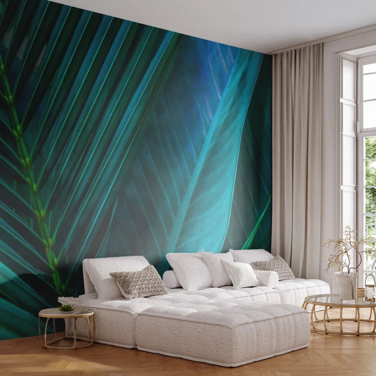 Selbstklebende Fototapete Deluxe Sticker - Die Anatomie des Grüns - Grüne Blätter, Tropische Pflanze, Natur - 250x175 cm