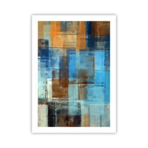 Poster - Abstrakte geometrische Muster in Blautönen - 50x70cm - Durch den blauen Schleier - Moderne Wanddekoration für Wohnzimmer und Schlafzimmer ARTTOR