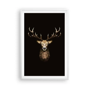 Poster in einem weißen Rahmen - Kubistischer Hirsch - 61x91 cm