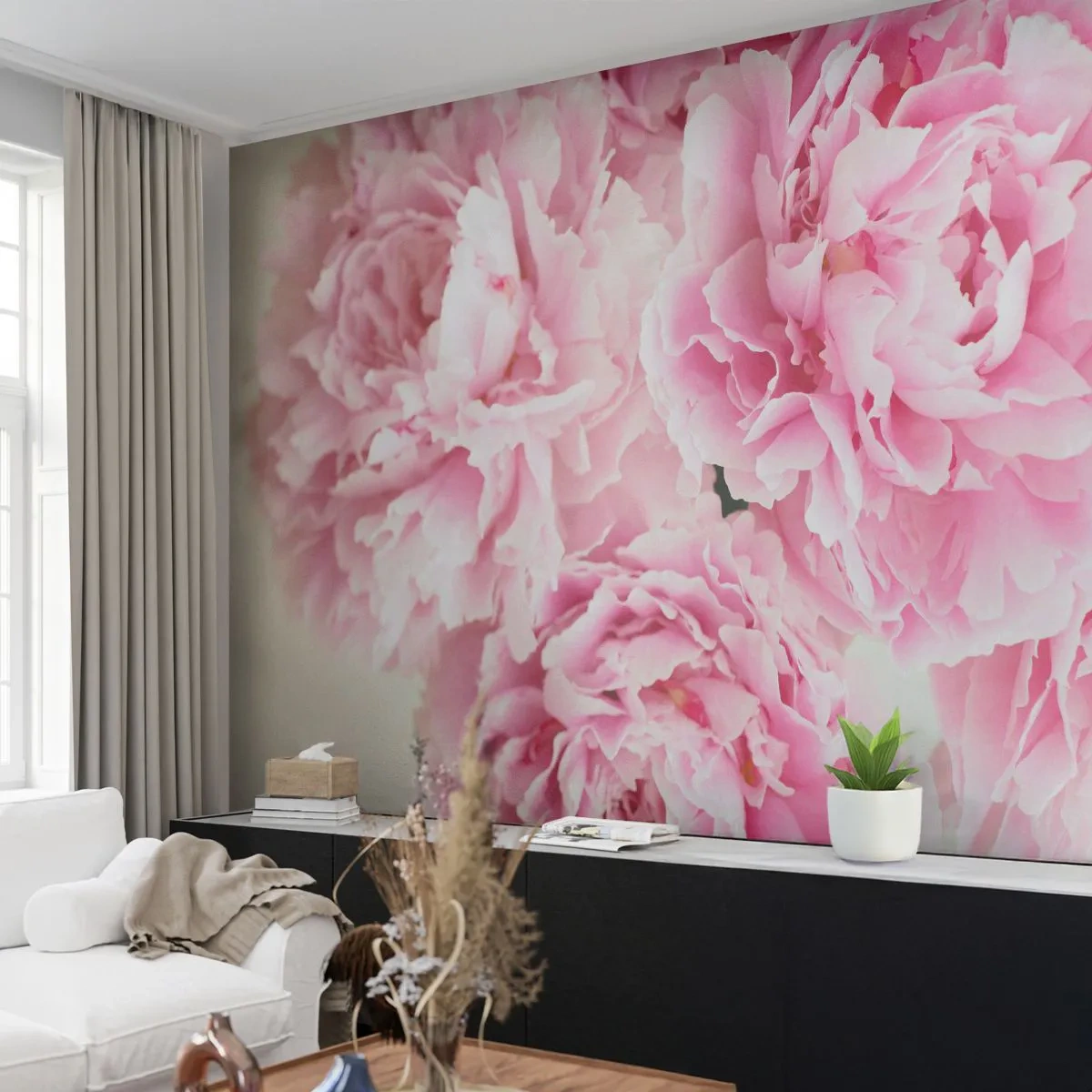 Fototapete Premium Canvas - In rosa Glamour - Pfingstrosen, Blumenstrauß, Blumen - 150x105 cm