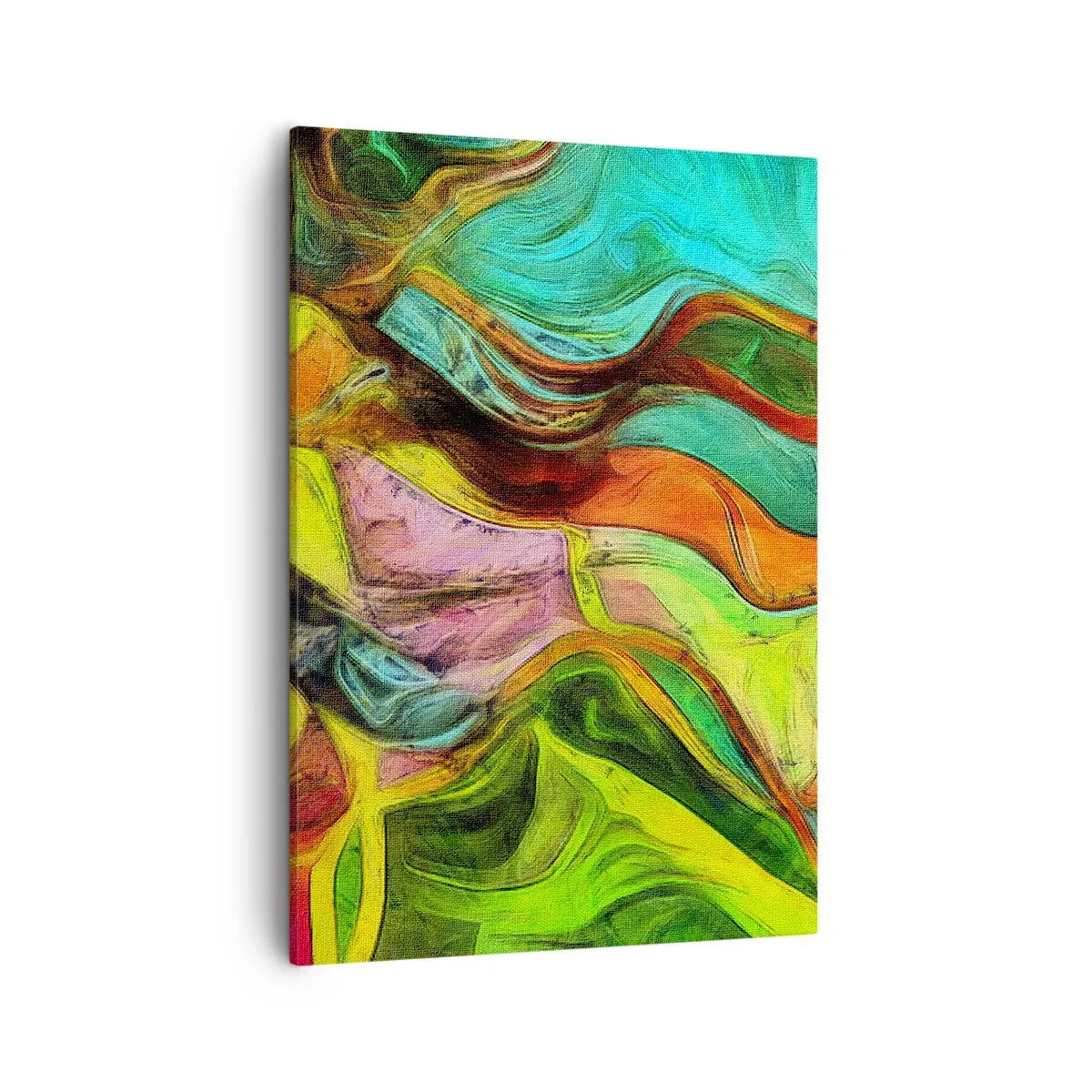 Bild auf Leinwand - Leinwandbild - Eine abstrakte Komposition mit bunten Punkten und dynamischen Linien. - 50x70cm - Bewegung ist Leben - Moderne Wanddekoration für Wohnzimmer und Schlafzimmer ARTTOR