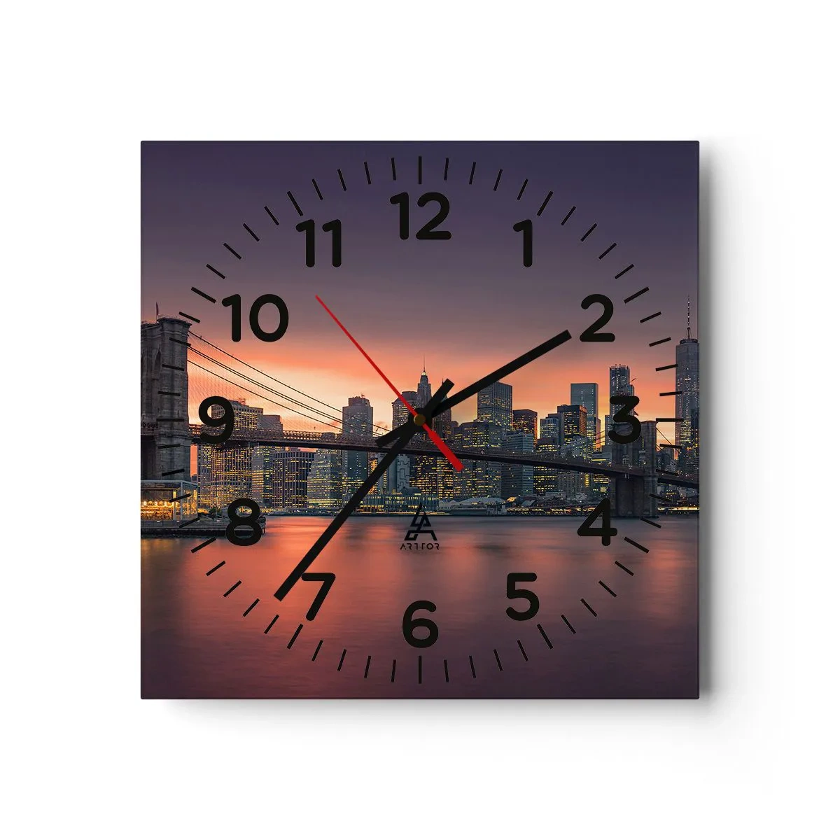 Wanduhr - Glasuhr - Eingetaucht in lila Stille - 40x40 cm