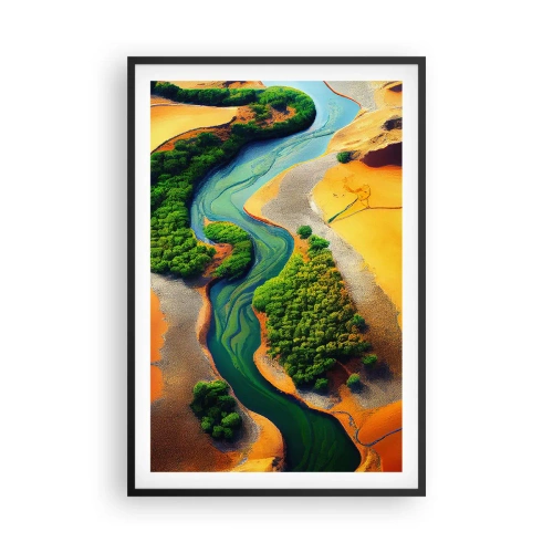 Poster in einem schwarzem Rahmen - Lebensspendender Fluss - 61x91 cm