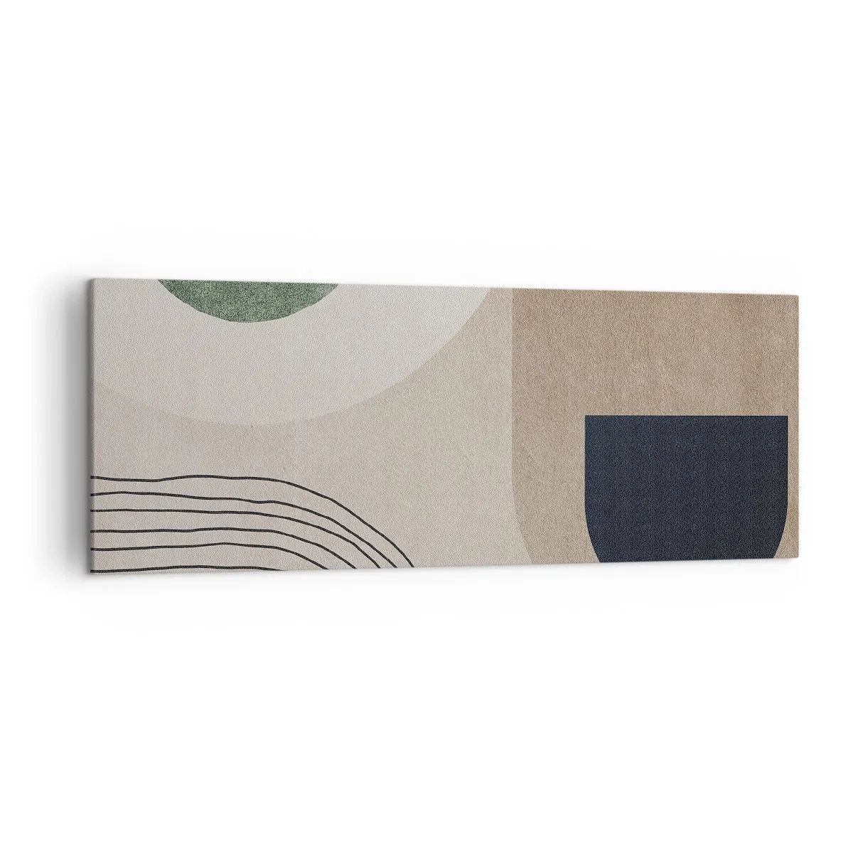 Bild auf Leinwand - Leinwandbild - Geometrische Formen in Beige- und Grüntönen - 140x50cm - Sanftheit des Ovals - Moderne Wanddekoration für Wohnzimmer und Schlafzimmer ARTTOR