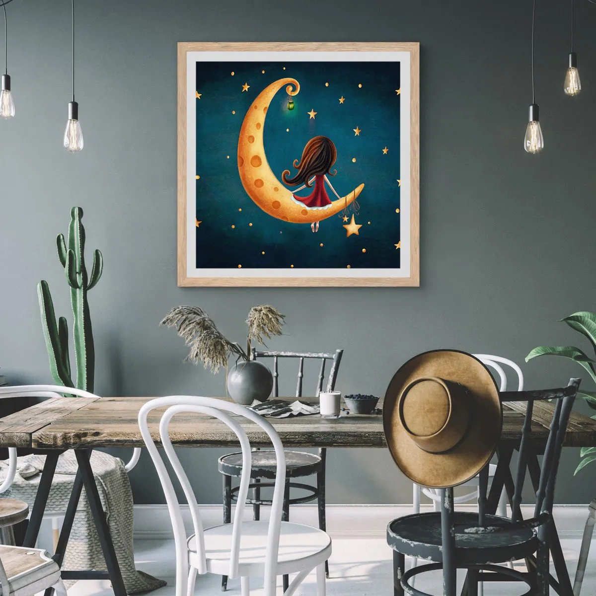 Poster in einem Rahmen aus heller Eiche - Einmal… - 50x50 cm