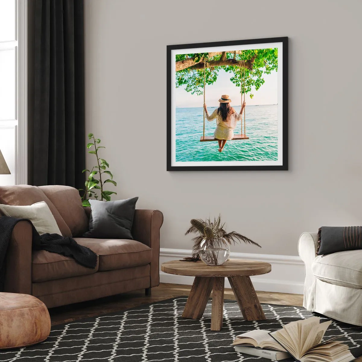 Poster in einem schwarzem Rahmen - Das Leben ist wunderschön - 50x50 cm