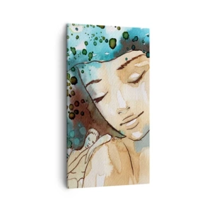 Bild auf Leinwand - Leinwandbild - Dame in Blau - 45x80 cm