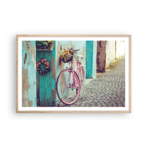 Poster in einem Rahmen aus heller Eiche - Ich komme gleich wieder - 91x61 cm