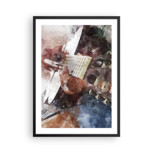 Poster in einem schwarzem Rahmen - Künstlerische Darstellung einer Gitarre im Aquarellstil - 50x70cm - Und was halten Sie davon? - Moderne Wanddekoration für Wohnzimmer und Schlafzimmer ARTTOR