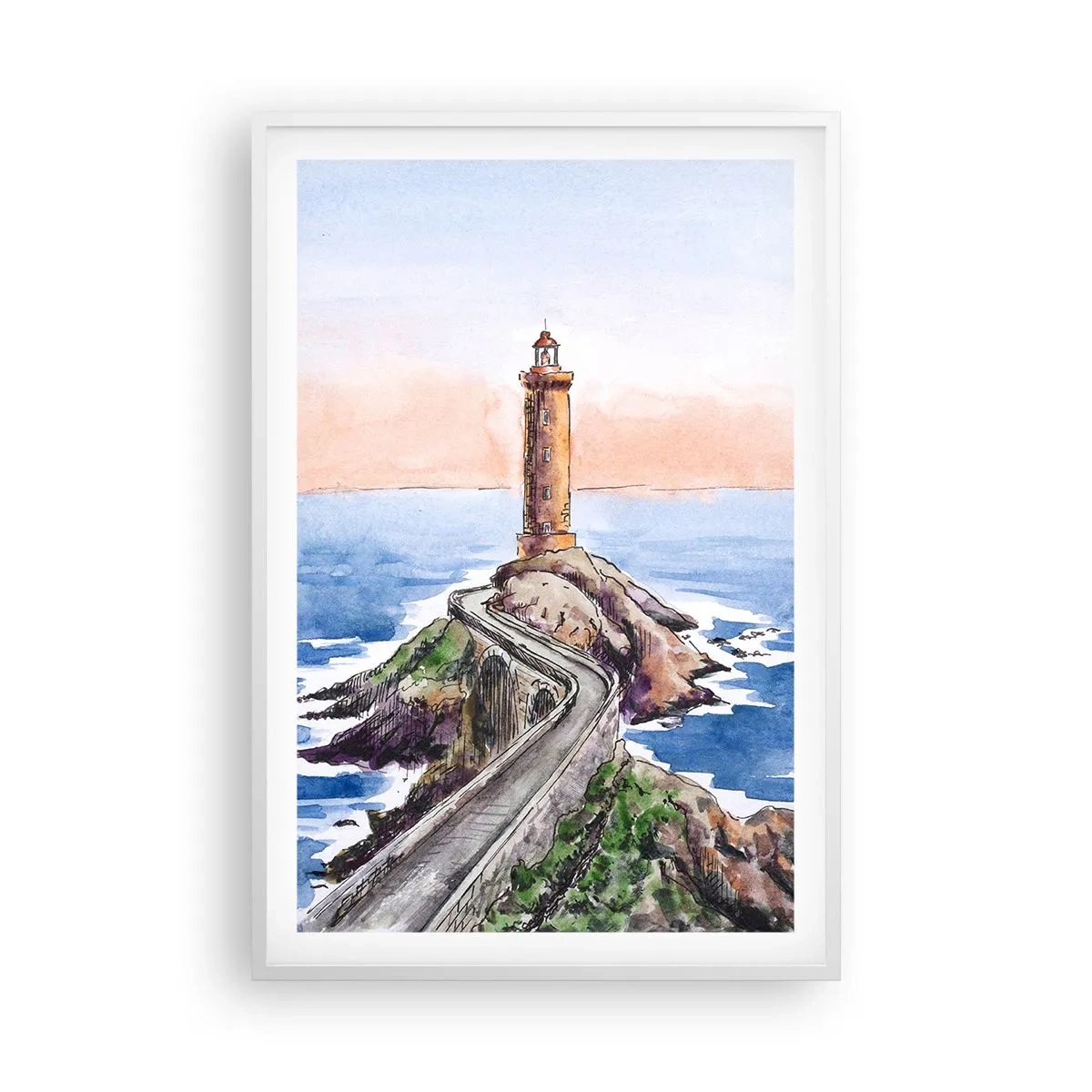 Poster in einem weißen Rahmen - Dem Meer zugewandt - 61x91 cm