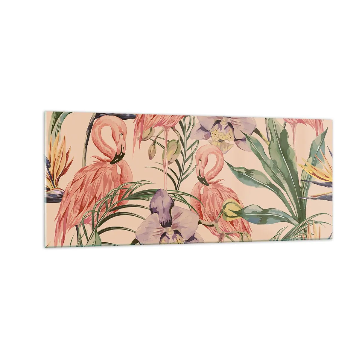 Glasbild - Bild auf glas - Rosa Ballett in Blumen - 100x40 cm
