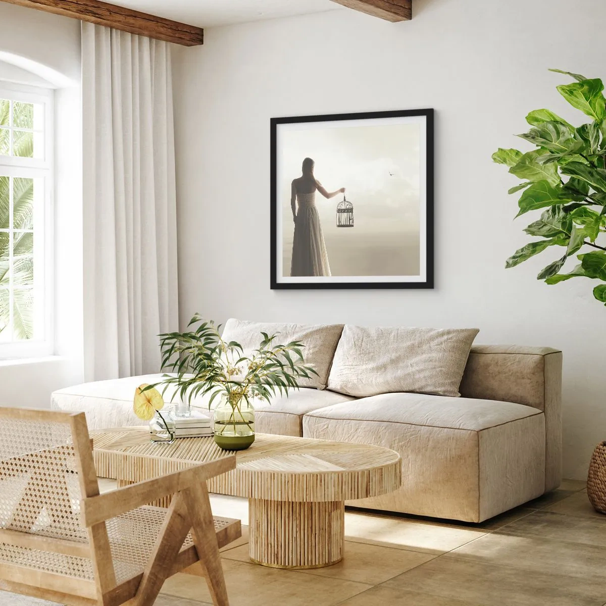 Poster in einem schwarzem Rahmen - Sei frei - 40x40 cm