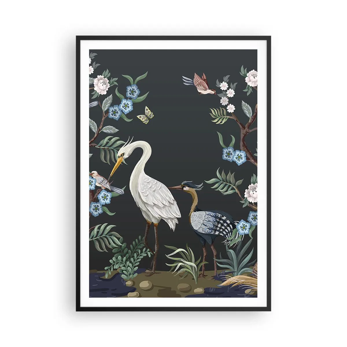 Poster in einem schwarzem Rahmen - Vogelparade - 70x100 cm