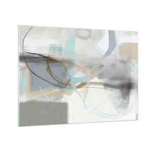 Glasbild - Bild auf glas - Eine verschwommene Abstraktion mit Pastell- und Graphitakzenten. - 70x50cm - Neblige Abstraktion - Moderne Wanddekoration für Wohnzimmer und Schlafzimmer ARTTOR