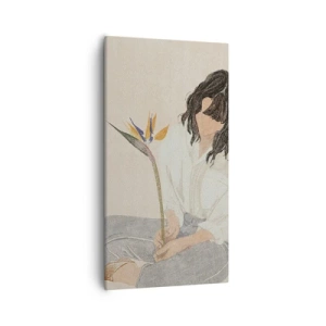 Bild auf Leinwand - Leinwandbild - Porträt mit einer exotischen Blume - 55x100 cm