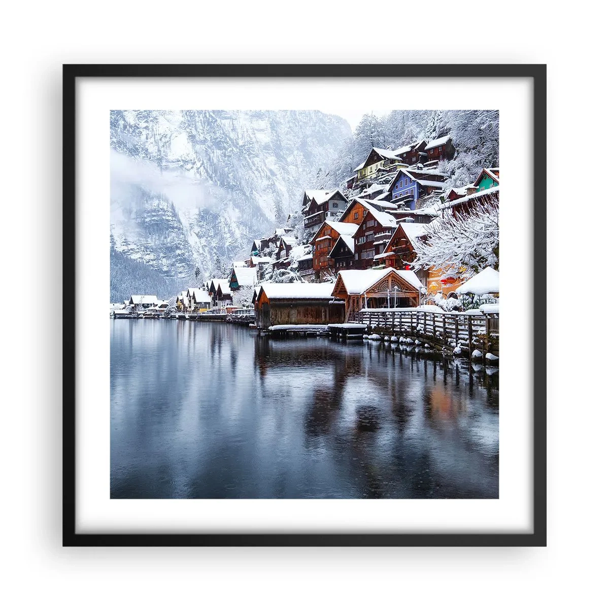 Poster in einem schwarzem Rahmen - In winterlicher Dekoration - 50x50 cm