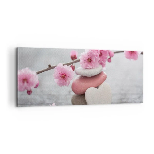 Bild auf Leinwand - Leinwandbild - Glückseligkeit mit einer Kirschblüte - 100x40 cm