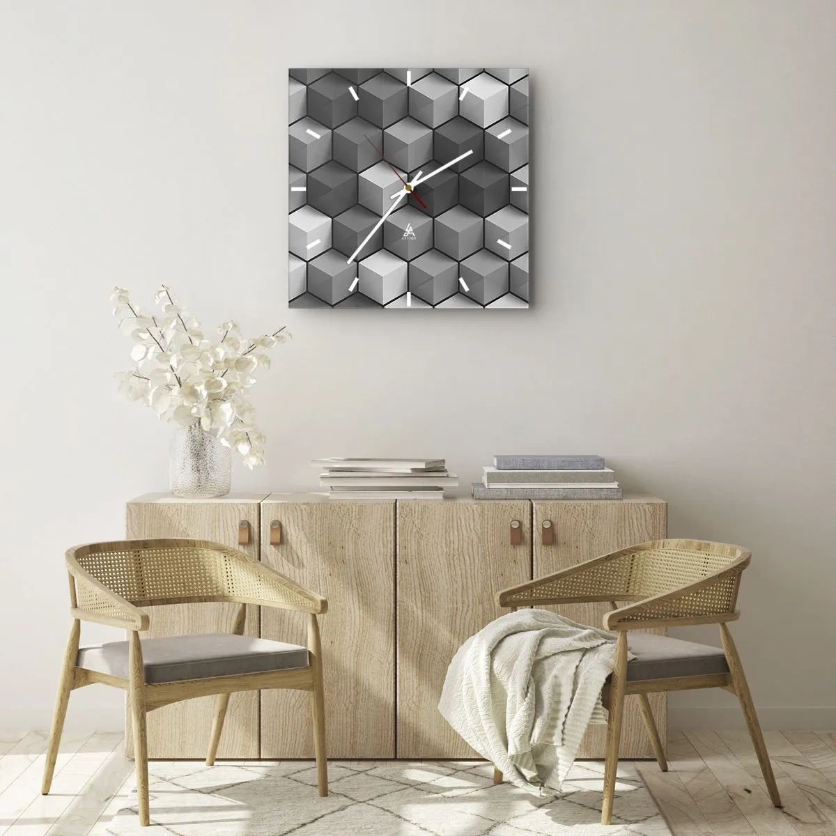 Wanduhr - Glasuhr - Kubistisches Puzzle - 30x30 cm
